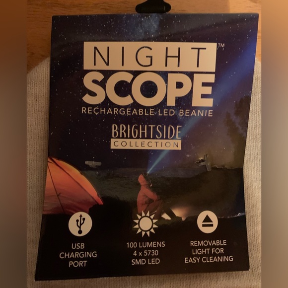 NWT Night Scope Rechargeable LED Beanie Winter Hat with Light Oatmeal One Size - Picture 3 of 5